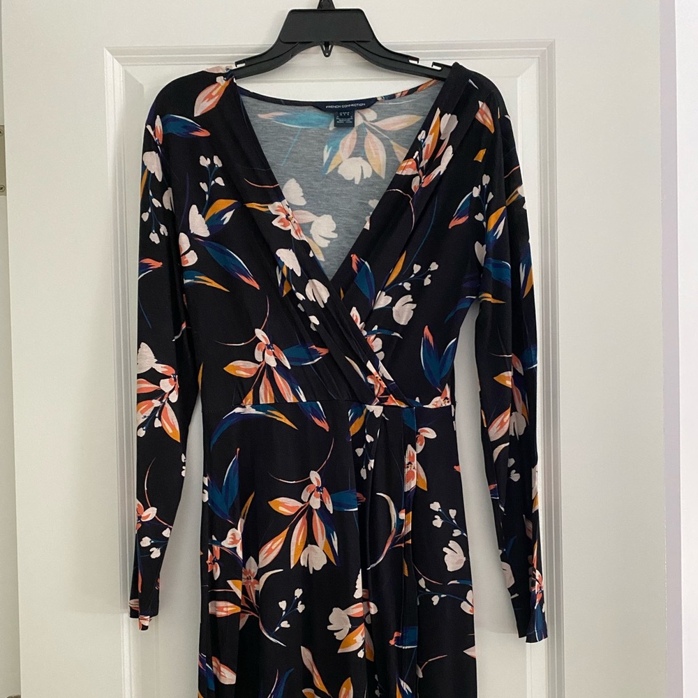 French Connection long sleeve Faux wrap dress